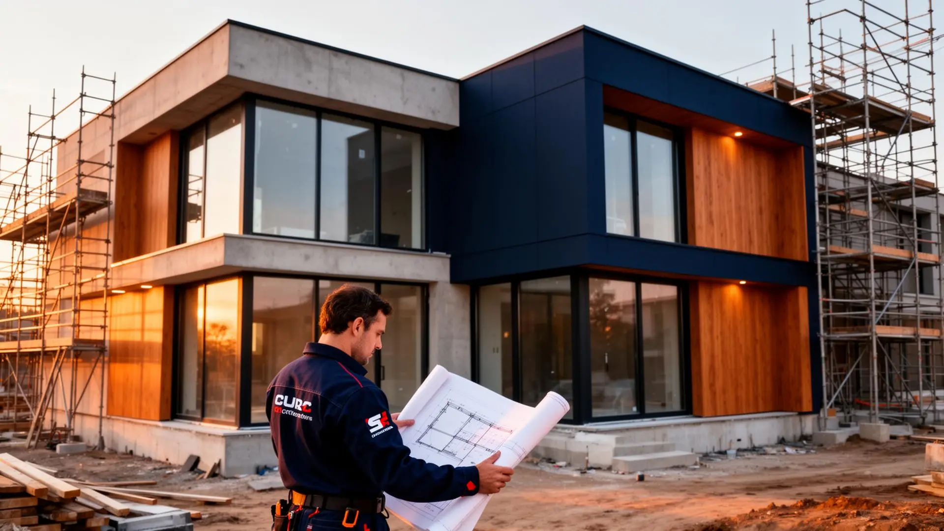 Modern residential build by Precize Solutions at golden hour